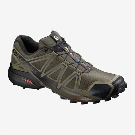 Salomon SPEEDCROSS 4 WIDE Mens Trail Running Shoes Olive UK UOBN